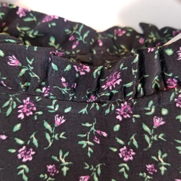 Zara Dress Womens M The Lisa‎ Floral Short Sleeve High Neck Swing Trapeze Black - Picture 3 of 13